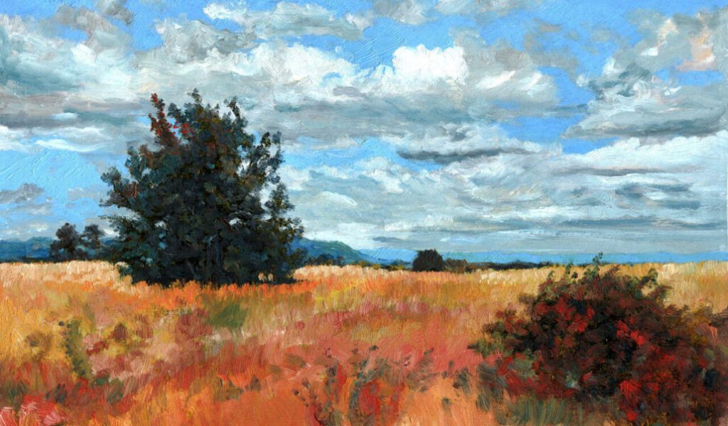 WVZ 1931 20 30, Vergangener Sommer, Öl auf Papier auf Holz 20 x 30 cm