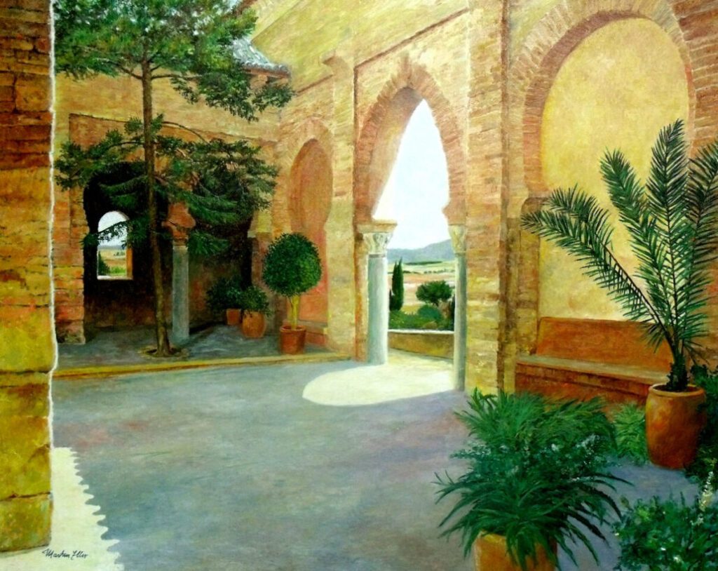 1906 80 100 "El patio espagnol" von Martin Eller, Öl/Tempera auf Leinwand 80 x 100 cm (verkauft)
