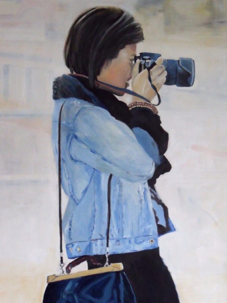 1896 100 80 Fernöstliche Fotografin, Öl über Tempera auf Leinwand 100 x 80 cm (ausgestellt)