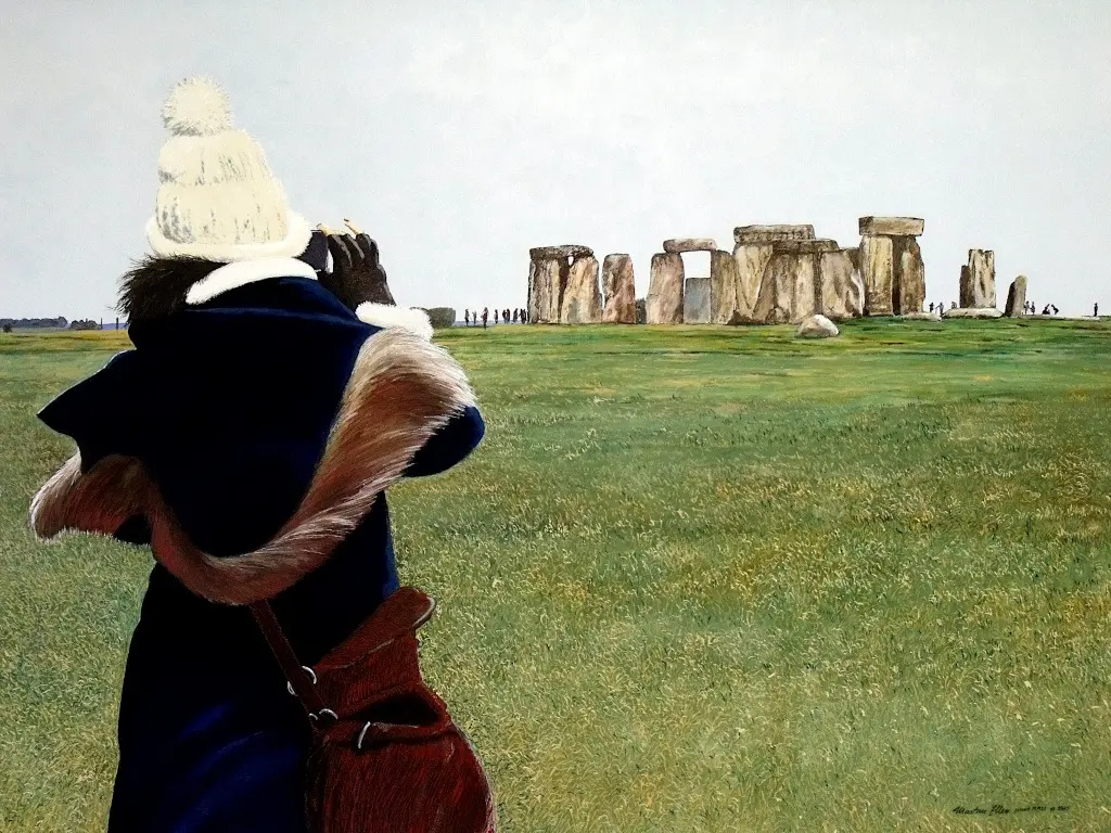 CLICK – STONEHENGE von Martin Eller, Werkverzeichnis Nr. 1881 Tusche und Tempera auf Leinwand 90 x 110 cm